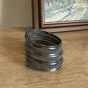 Express Dark Silver Layered Cuff Bracelet